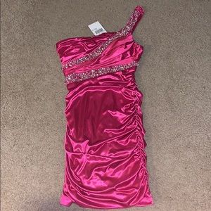 Pink Mini Dress with silver jewel embellishment
